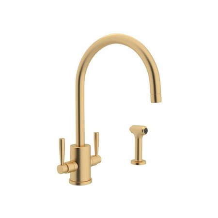 ROHL Holborn Two Handle Kitchen Faucet With C-Spout And Side Spray U.4312LS-SEG-2